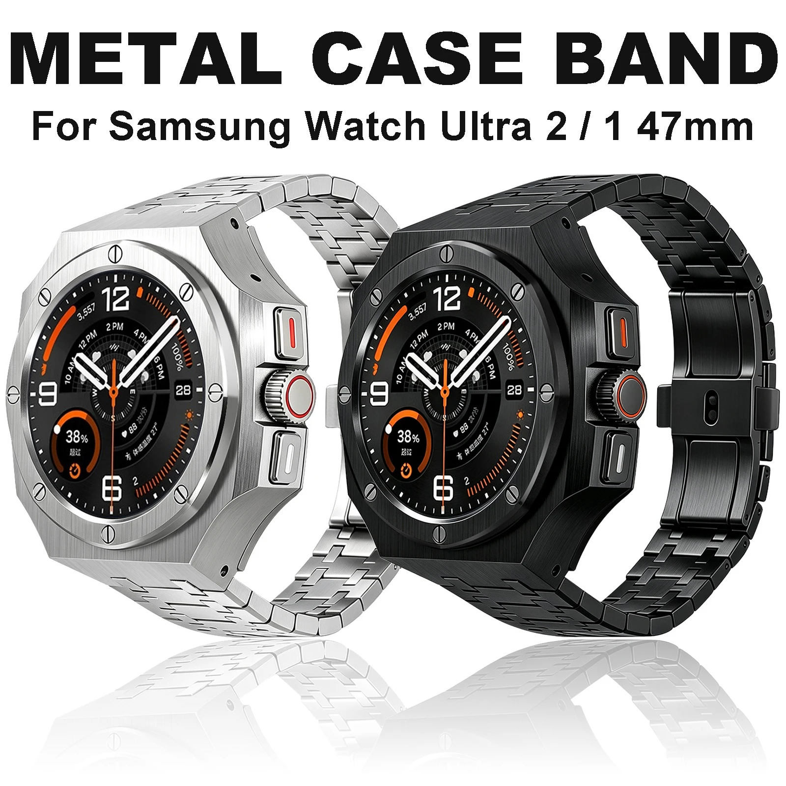 For Samsung Galaxy Watch Ultra 2/1 47mm 2026 Stainless Steel Band With Metal Protective Case GALAXY Ultra 2025 2024 Men Women