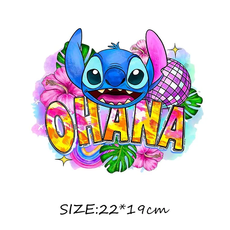 Stitch & Lilo Iron on transfers Heat Transfer Stickers Patches for Clothes Thermal Prints Decals on Tshirts