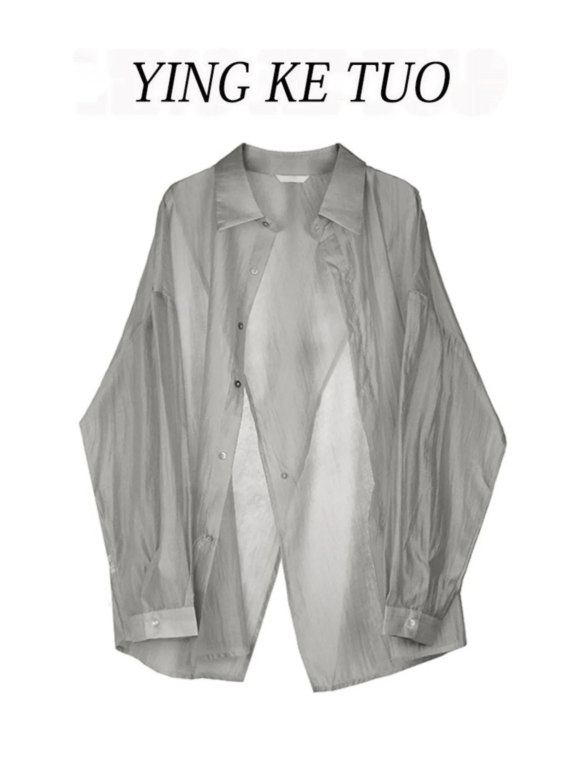 Spring New Arrival Thin Shirt Design Sun Protection Fashionable Split Korean Style Loose Fit Long Sleeve Collar Top