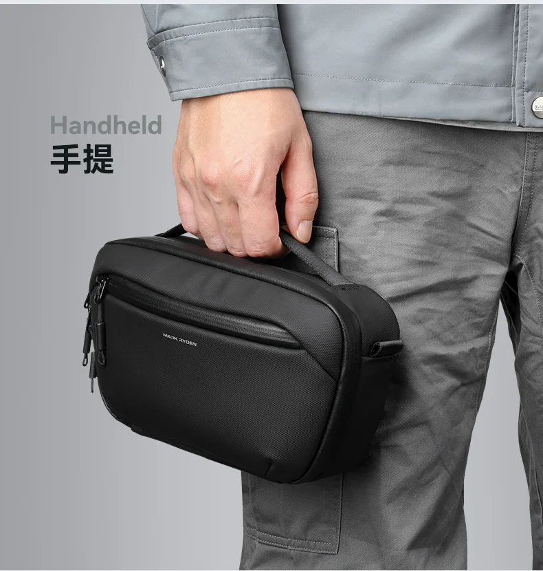 Simple men's single-shoulder backpack, multi-functional Oxford wear-resistant commuting waterproof hand-held cosmetic bag