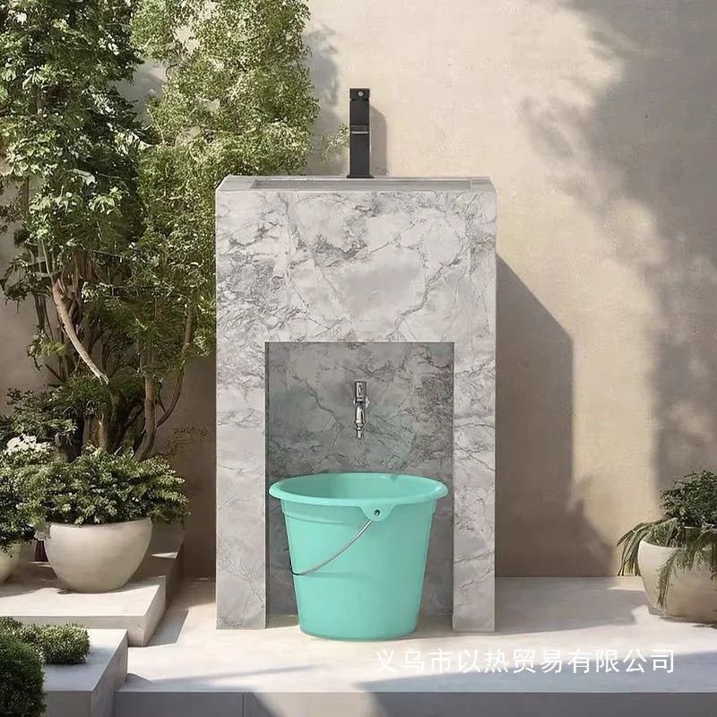 

DSA rock slab integrated column washbasin outdoor courtyard balcony washbasin floor-to-ceiling bathroom washbasin