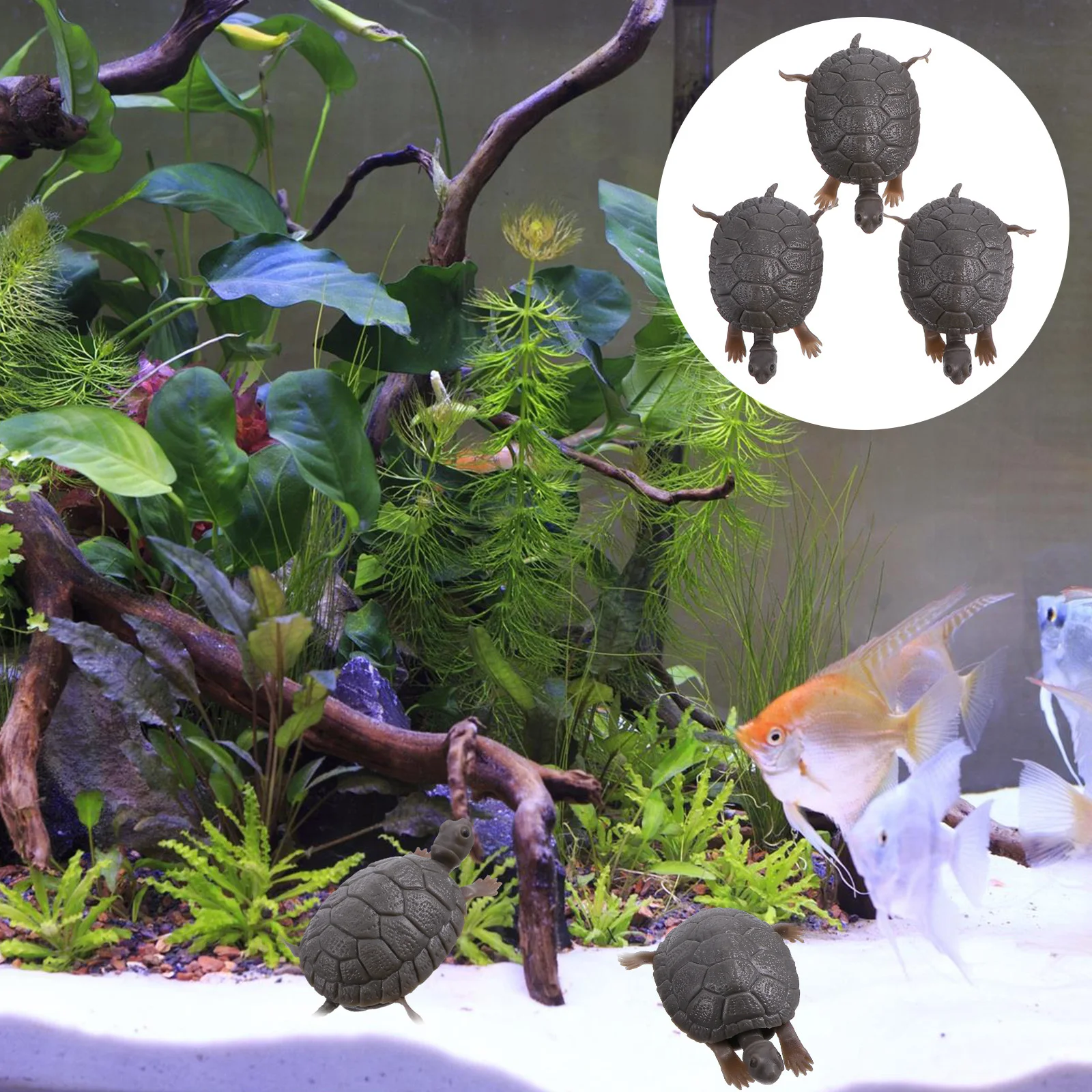 

3Pcs Realistic Simulation Turtle Aquarium Ornament Add Vitality Fish Tank Decor Fake Turtle Fish Tank Decoration
