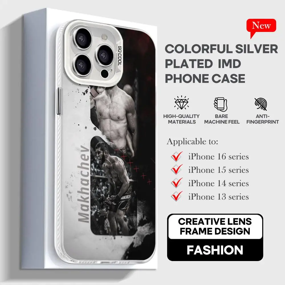 Fighting u-ufc Chimaev Cool Phone Case White IMD Colorful Silver Suitable soft case for iPhone 16 15 14 13 12 11 XS Pro Max