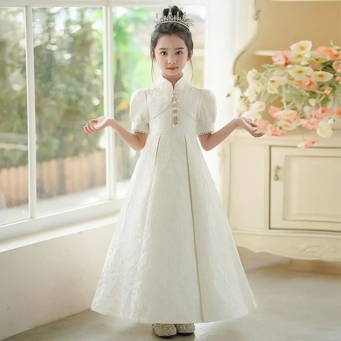 Princess Chinese Wedding High-End Dress for Flower Girl Birthday Party Children Little Girl Piano Performance Spring Summer New