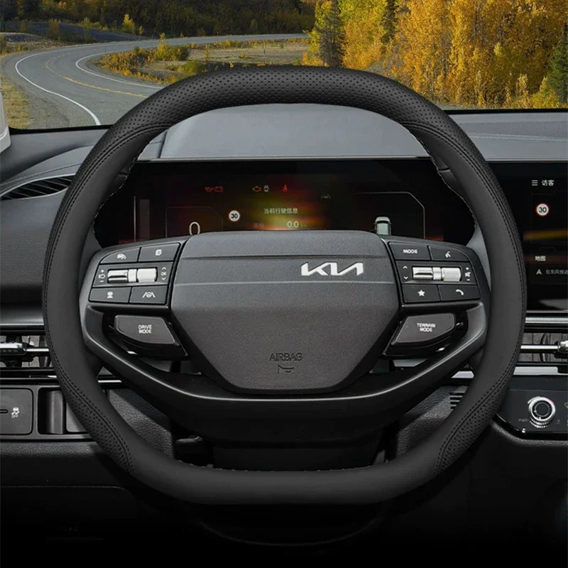 New Double D‑Shaped Car Steering Wheel Cover For Kia Sportage NQ5 2025 2026 Perforated Napa Leather Steering Wheel Protector
