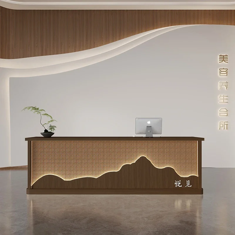 Shop Service Counter Reception Desk Luxury Hairdressing Furniture Modern Cosmetics Beauty Center Salon Bureau Tables Customer