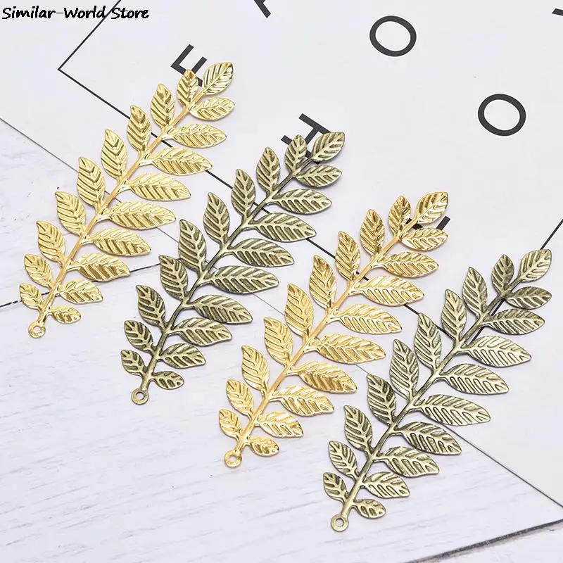 10Pcs Filigree Leaf Stamping Plate Metal Sheet Silver Gold Diy Accessories For Jewelry Making Gold,Bronze 9*3CM