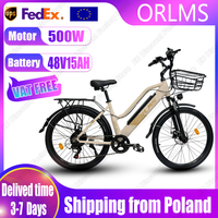 Electric Cycle ORLMS 500W Brushless Motor 48V15AH Removable Lithium Battery Adult Electric Bike 26-inch Fire Mountain e-Bike