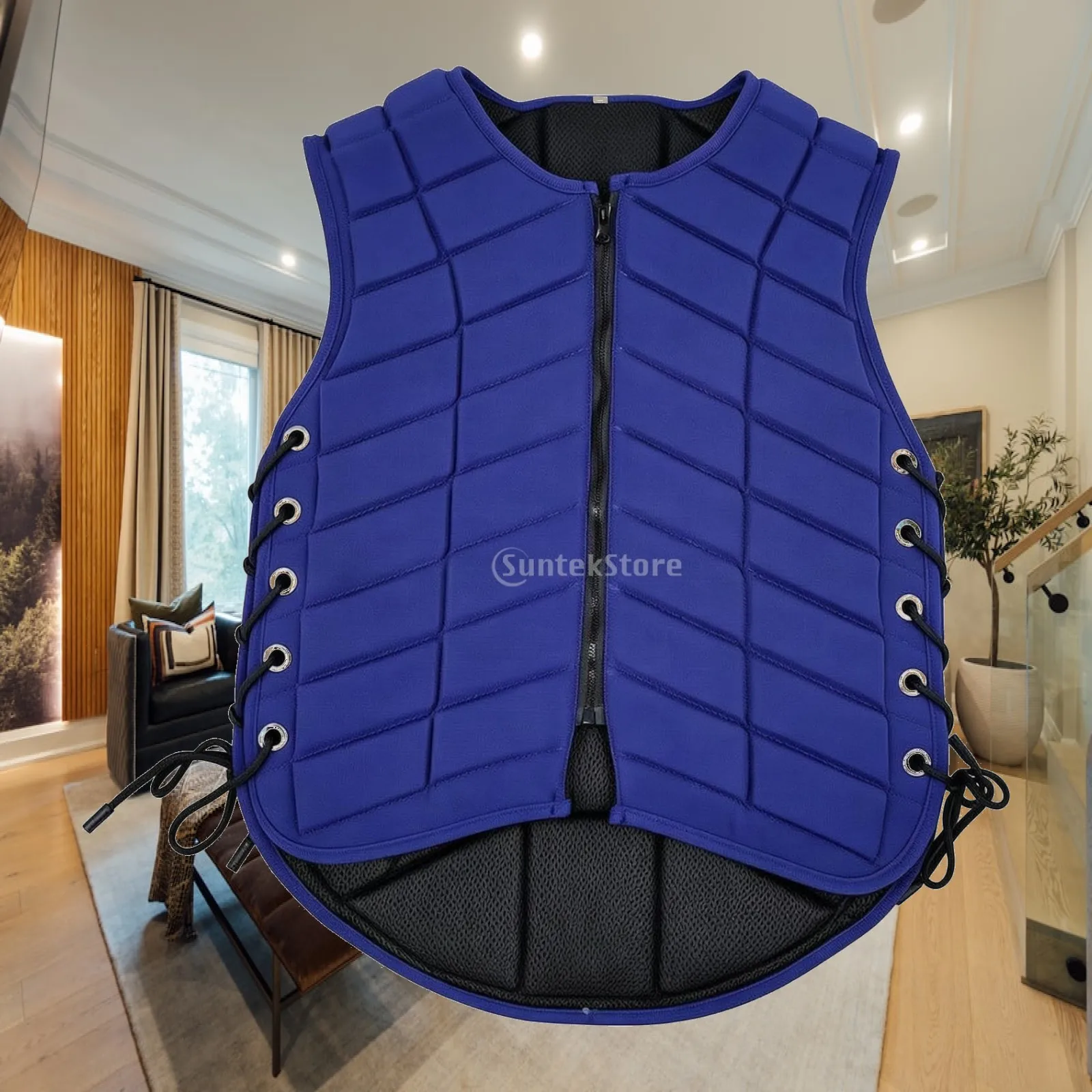 Horse Riding Safety Vest Protective Equestrian Body Protector Sleeveless Shock Absorbing Padded Chest Guard for Adults with Side