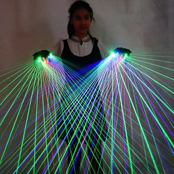 2 in 1 Multi-line RGB Laser Gloves With Green Red Blue Laser Flash Finger LED Robot Suit Luminous Dress Bar Party Music