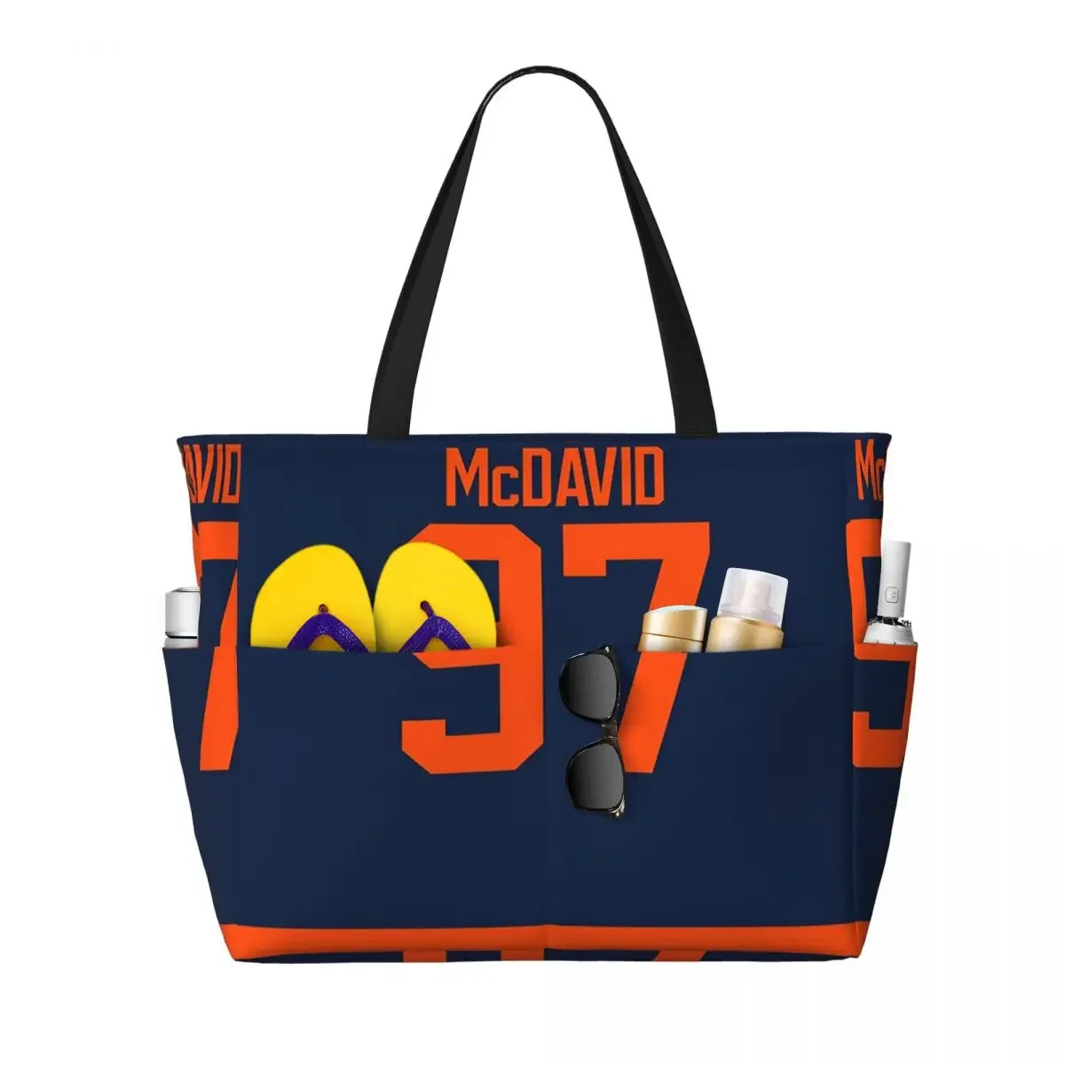 Edmonton Oilers Connor McDavid Alternate Jersey Back Phone Case Beach Tote Bag Large Tote Bag Women Travel Bag Fitness bag