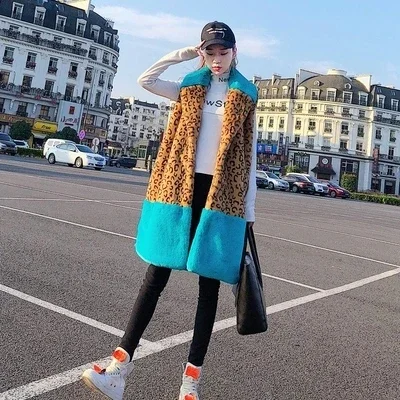 Tao Ting Li Na New Leopard Faux Rabbit Fur Vest M1