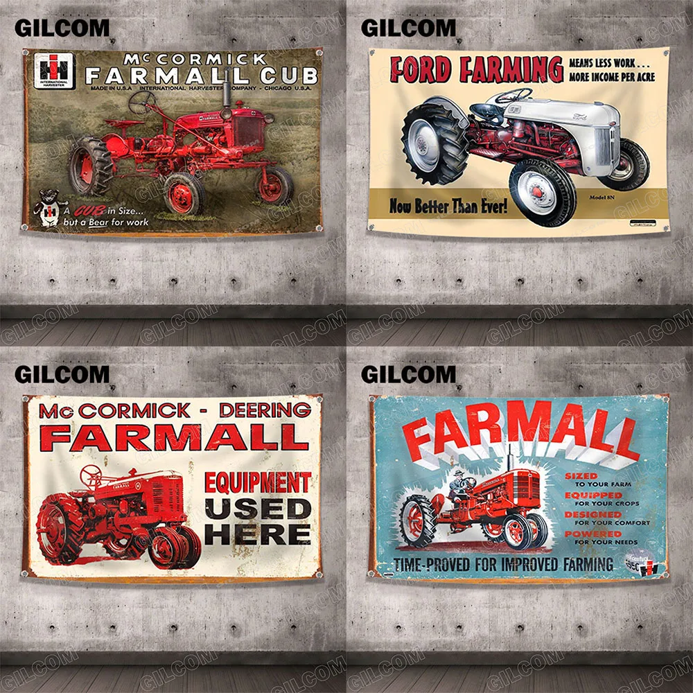 Farm Truck Flag Farmall Power Menu Home Poster Bar Advertise Logo Sport Outdoor Club Digital Printing Banner Brass Grommet