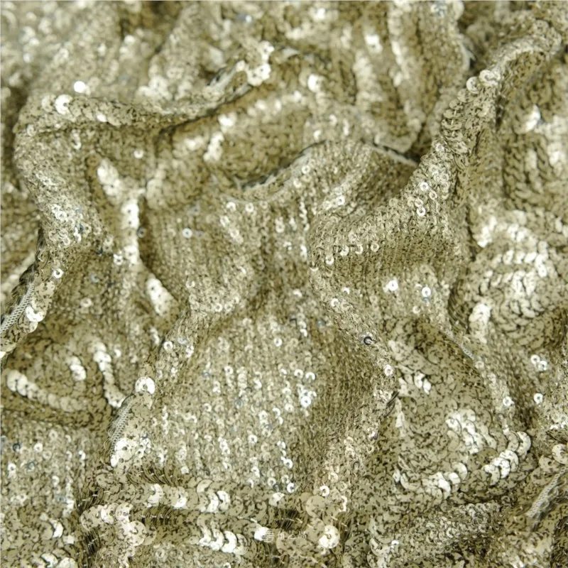 High-quality mesh base lustrous metallic sequined fabric dress coat skirt designer's handcrafted