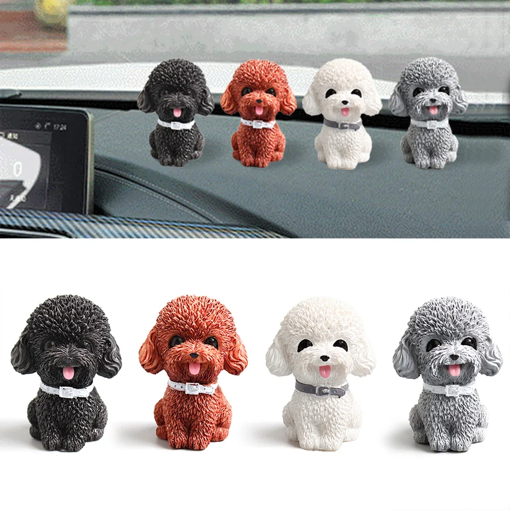 Estatuilla de perro de peluche de resina, modelo Animal, decoración de coche, adorno de decoración de jardín en miniatura, Mini muñecas, accesorios de coche de Anime para niños