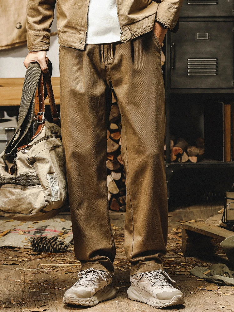 

American Sle Retro Casual Pants Men's Spring Autumn Loose Straight Large Size Simple Basic Match Workwear Trousers