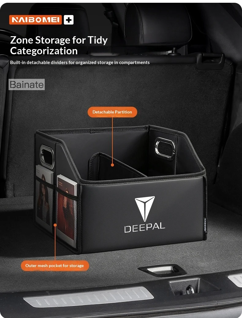 Auto-Kofferraum-Aufbewahrungsbox, Für Deepal S7 S07 SL03 S05 G318 2024 2025 2026, Leder-Aufbewahrungsbox, Faltbarer Organizer Auto-Zubehör – Detail 5