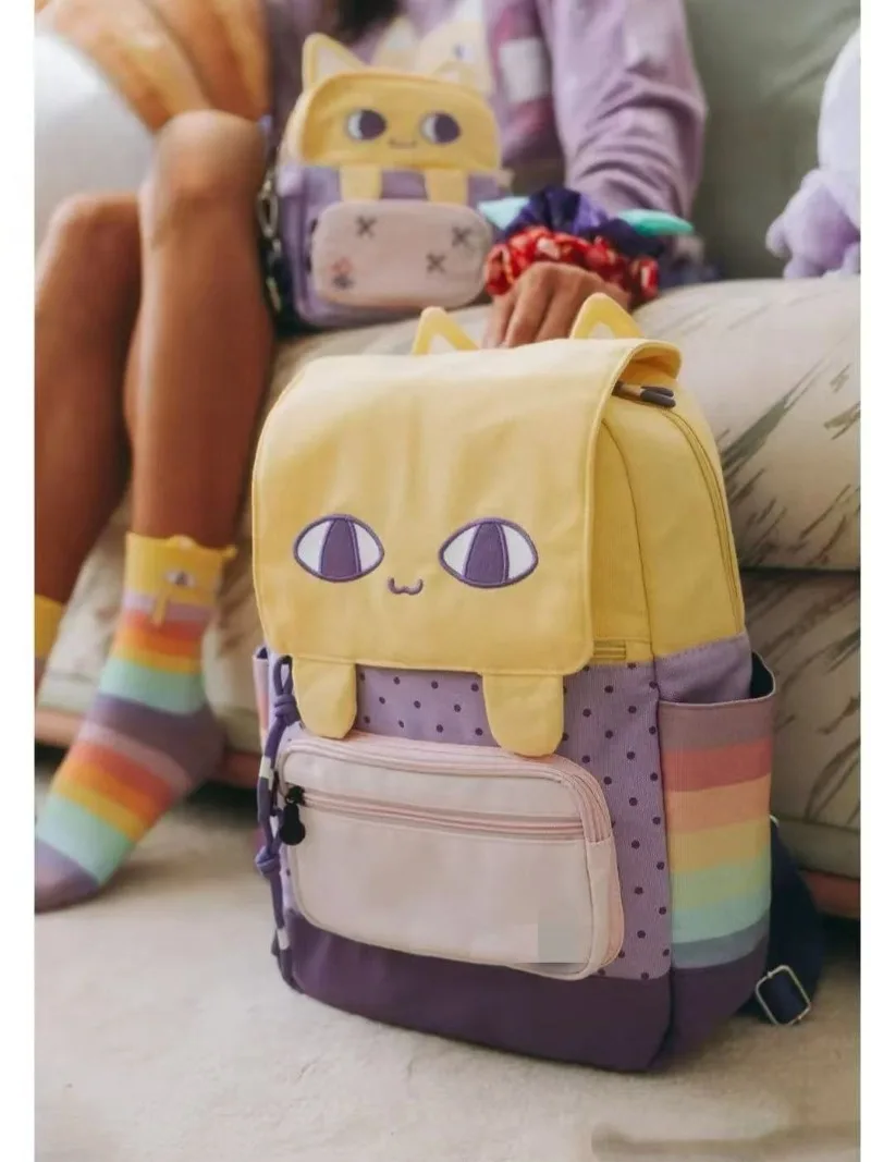 

Маленький желтый кот, школьный рюкзак большой емкости, легкий рюкзак с героями мультфильмов, милый легкий грязеотталкивающий рюкзак для женщин