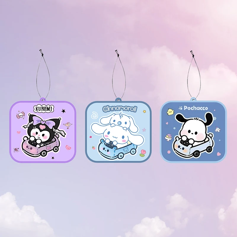 Sanrio Auto Luchtverfrisser Cartoon Kuromi Pochacco Cinnamoroll Aroma Tablet Auto Hanger Huiskast Deodorizer Auto Decoratie