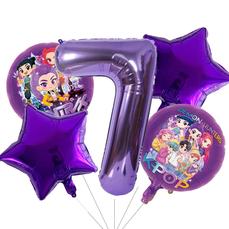 Kpop Demon Hunters – décoration de fête d'anniversaire pour enfants, ensemble de ballons à chiffres 1-10, fournitures de fête prénatale, jouet cadeau