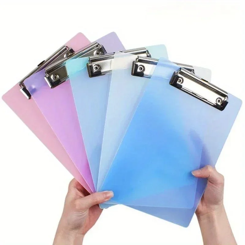 A5 Clipboard with Hook Plastic Clip Board File Folders Document Holders Candy Color Writing Board Clip School Office Supplies