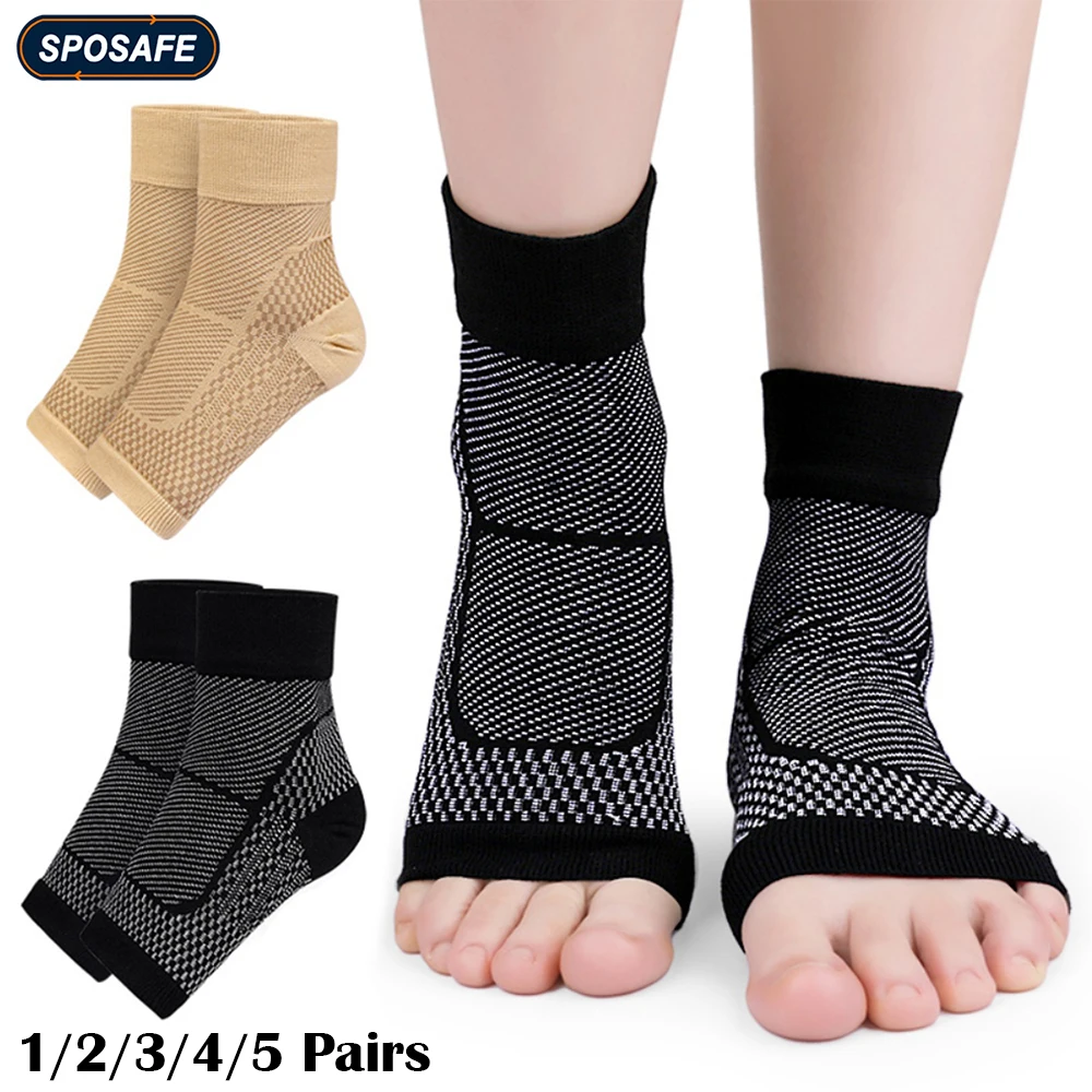 1/2/3/4/5Pair Plantar Fasciitis Compression Sleeves Elastic Absorbing Sock Mountaineering for Men Women Ankle Protection Socks