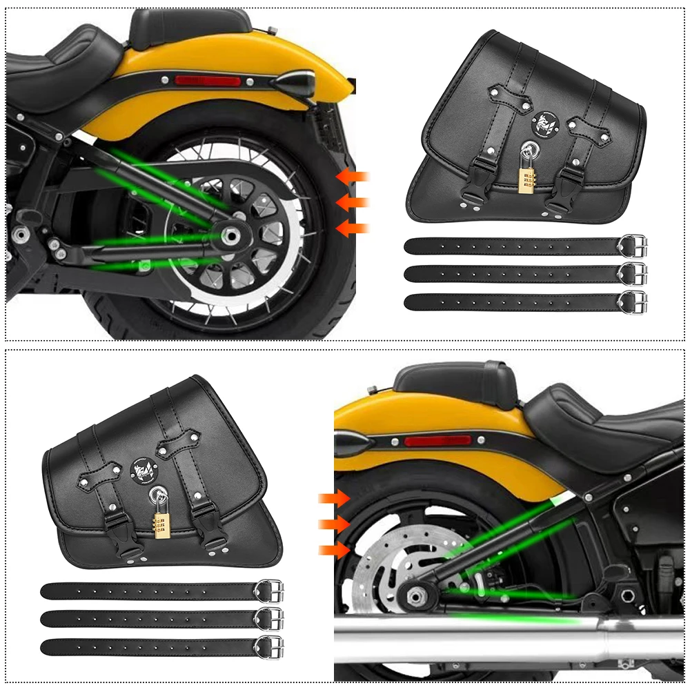 Retro Waterproof Motorcycle Side Bag for Harley Prince Rear Seat Hanging Bag Leather Storage Pouch with Strap