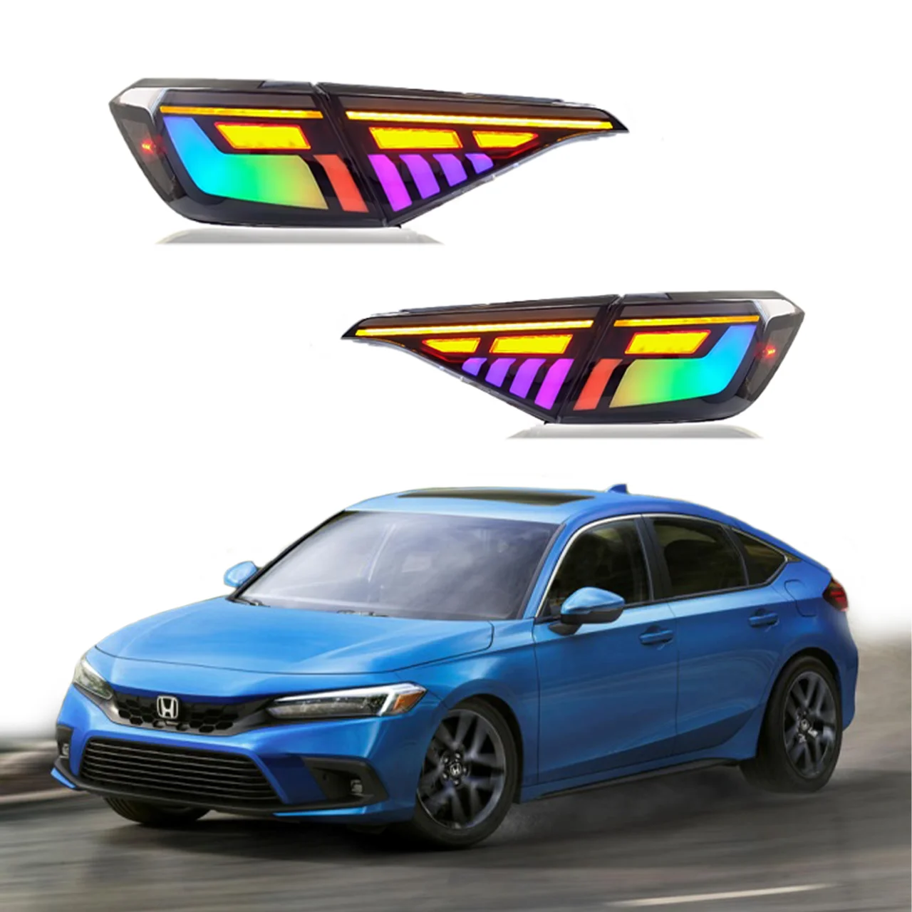 

DK Motion For Honda Civic Sedan 11th Gen LED Tail Lights RGB LED Rear Back Lamp Assembly 24V Voltage New Condition 2021-2024