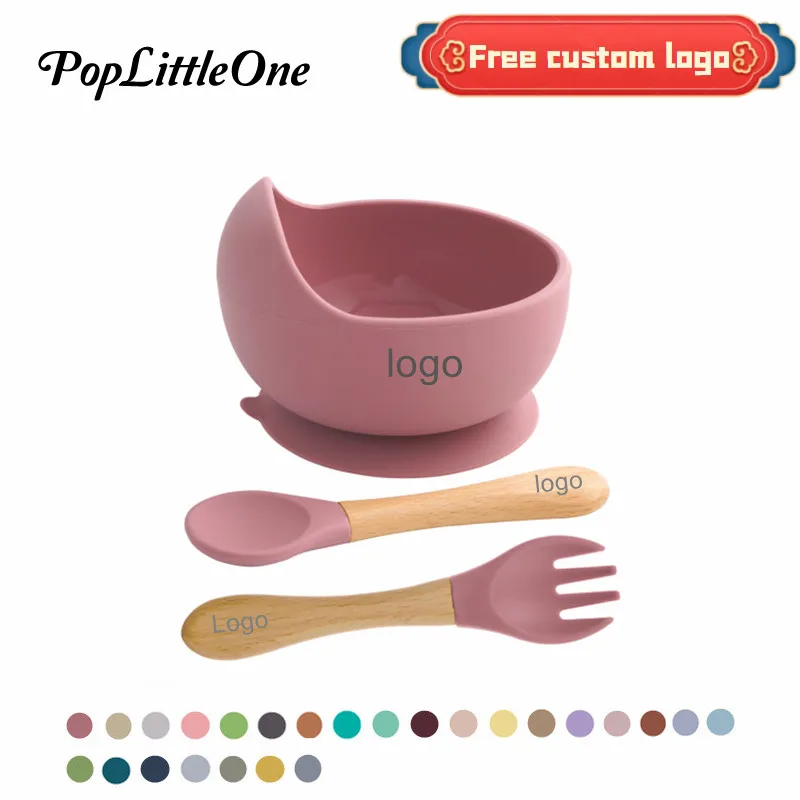 

Custom Personalized Name Or Logo Baby Safe Sucker Silicone Feeding Bowl Children Dishes Plate Toddle Training Spoon Tableware