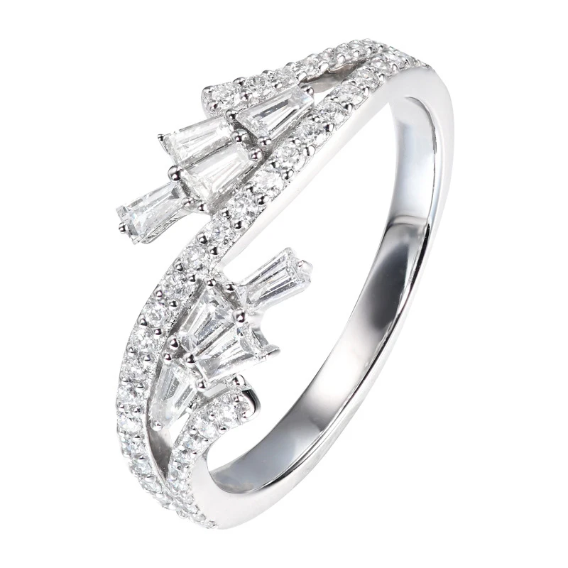 Huitan Modischer Damenring, schlicht, vielseitig, silberfarben, mit heller Zirkonia, besonderes Design, Accessoires, Damenschmuck