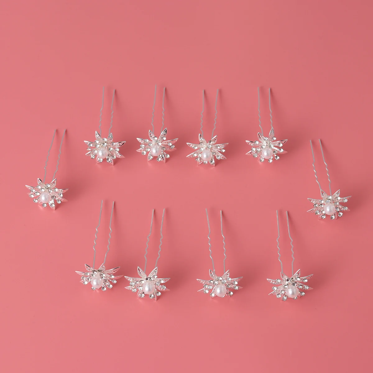 

10 Pcs Pearl Hairpin Wedding Headgear Flower Women Floral U-shaped Bridal Clips