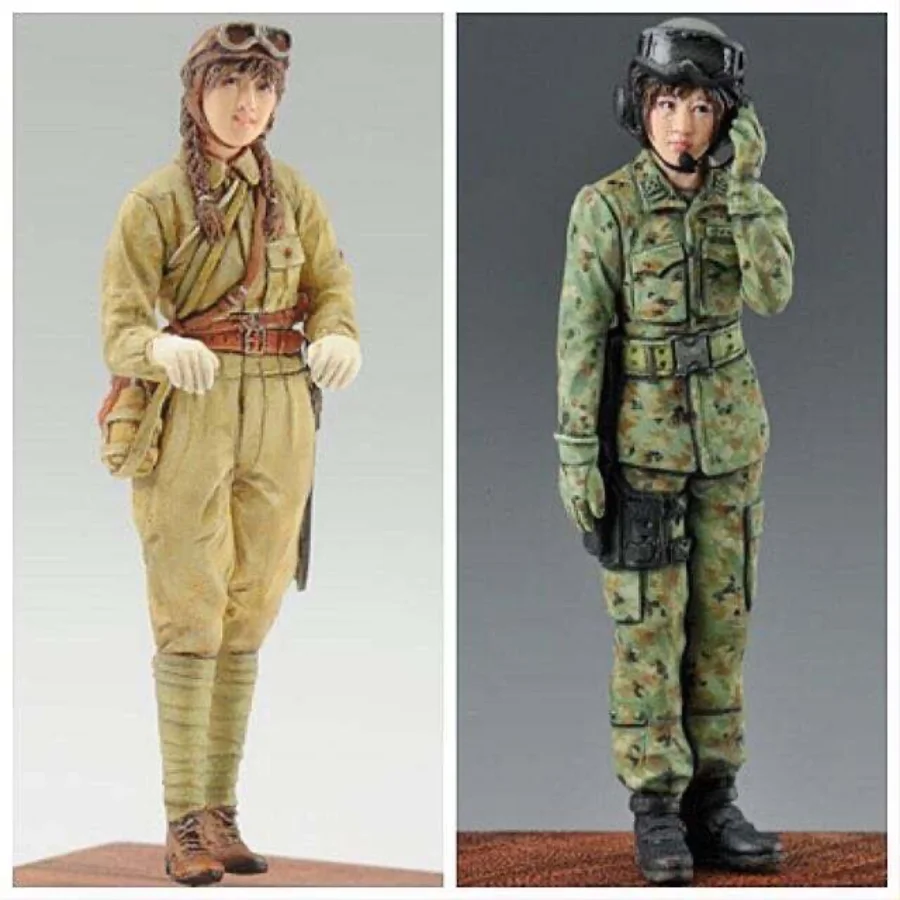 1/35 Scale Resin Figure Assembly Kit Modern Women\'s Tank Crew 2-Person GK Model Diorama Unassembled Unpainted