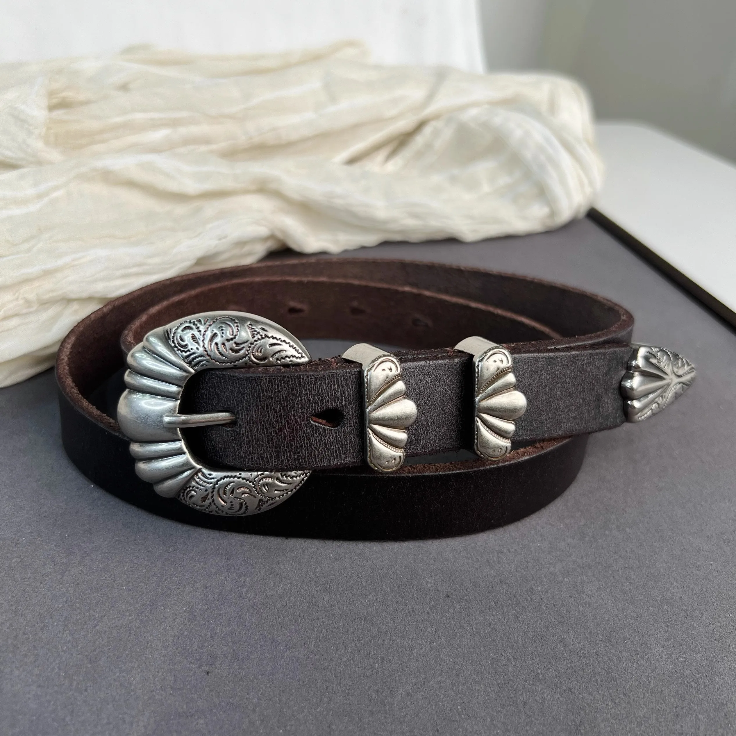 Korset Kulit Sapi Alami Antik Wanita Mantel Ikat Pinggang Wanita Gaun Ikat Pinggang Dekorasi Sabuk Sempit J1489