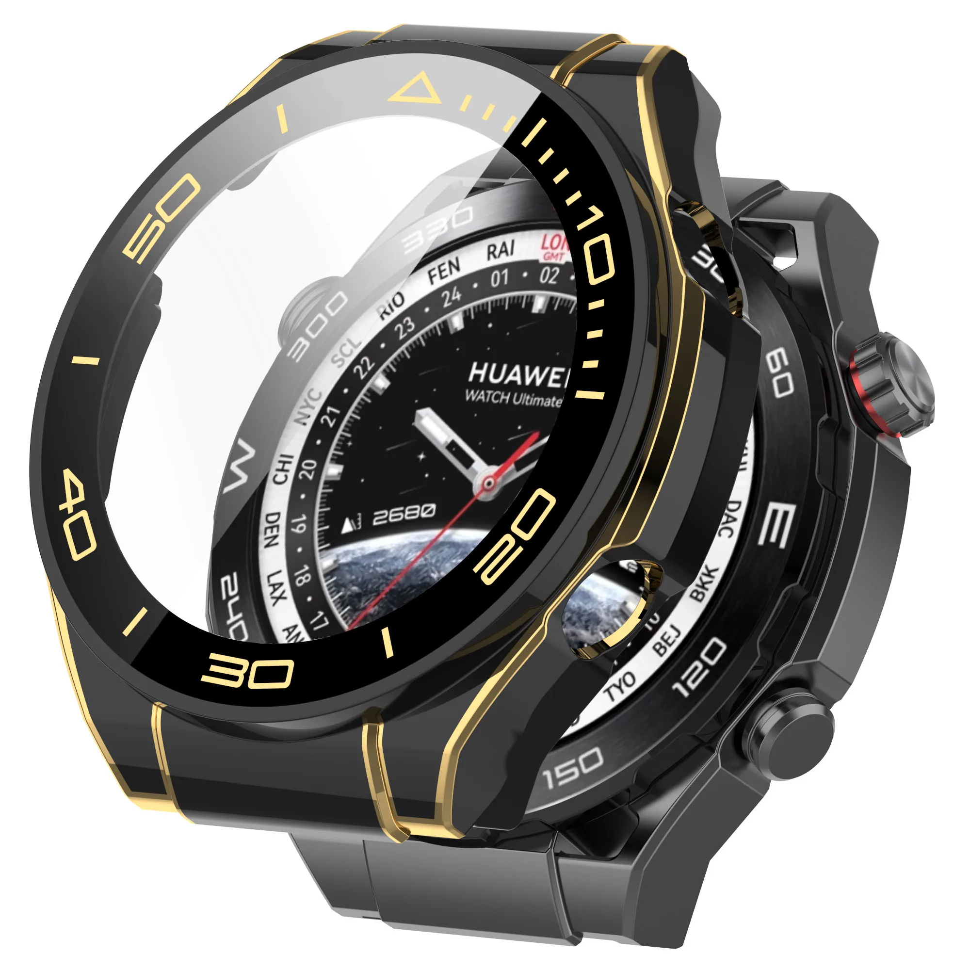 PC+Tempered Glass Film CaseFor Huawei Watch Ultimate Screen Protector Anti-scratch Bumper Protective Full Cover Smartwatch shell