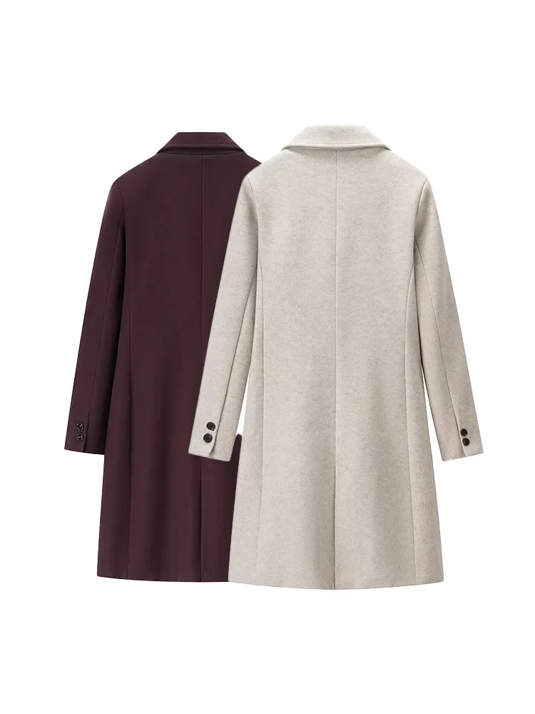 

HH Woman Winter Fashion Lapel Single Breasted Long Overcoat Female New Casual Commuting Pocket Decoration Long Sleeves Long Coat