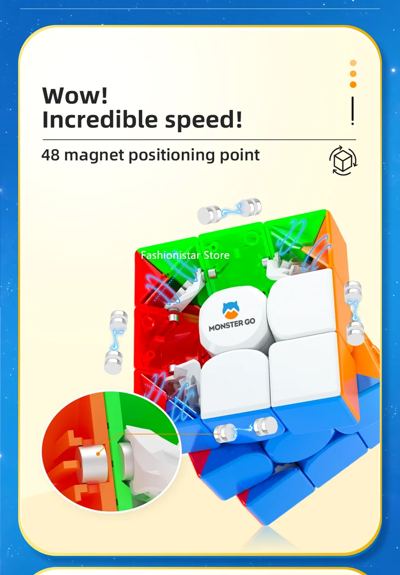 GAN kostka potwór Go EDU magnetyczna kostka prędkości 3x3x3 GAN szybkość zawodowa magiczna kostka GAN MG3 3 × 3 kostka magnetyczna Cubo Magico puzzle GAN Cube Monster Go EDU Magnetic 3X3x3 Speed cube