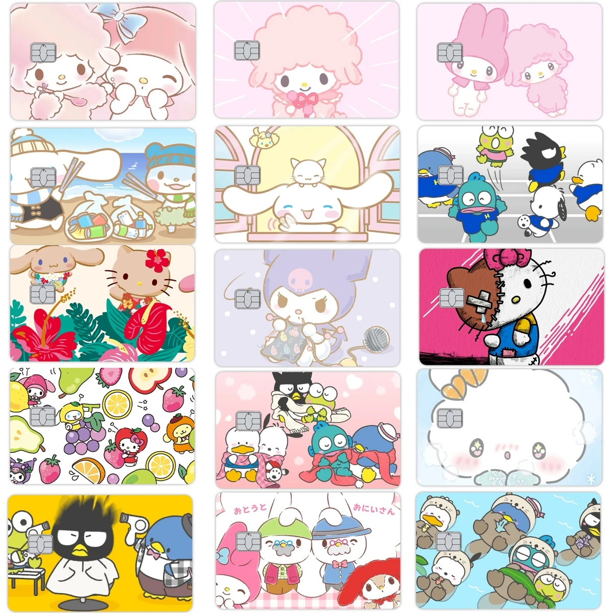 

Y2k аниме Kuromi Pom Pom Purin Cinnamoroll мультфильм кредитная дебетовая карта наклейки пленочная кожа для маленького большого декора без чипа водостойкая