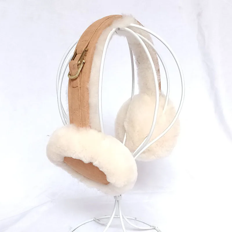 2022 Winter Women Real Wool Fur Earmuff Warm Female Sheepskin Soft EarWarmer Outdoor Cold Protection Earflap