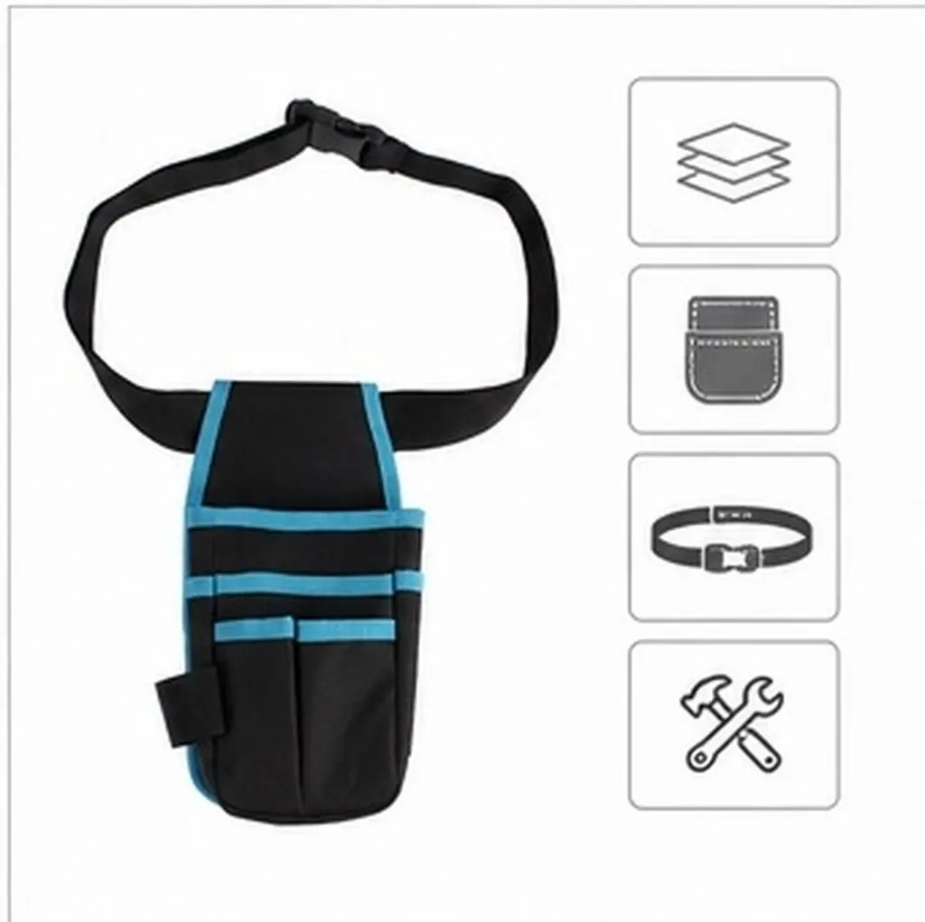 Heavy Duty Carpenter Tool Belt Bag with Adjustable Fit Multi Compartment Design for Electricians Mechanics Gardeners Tape