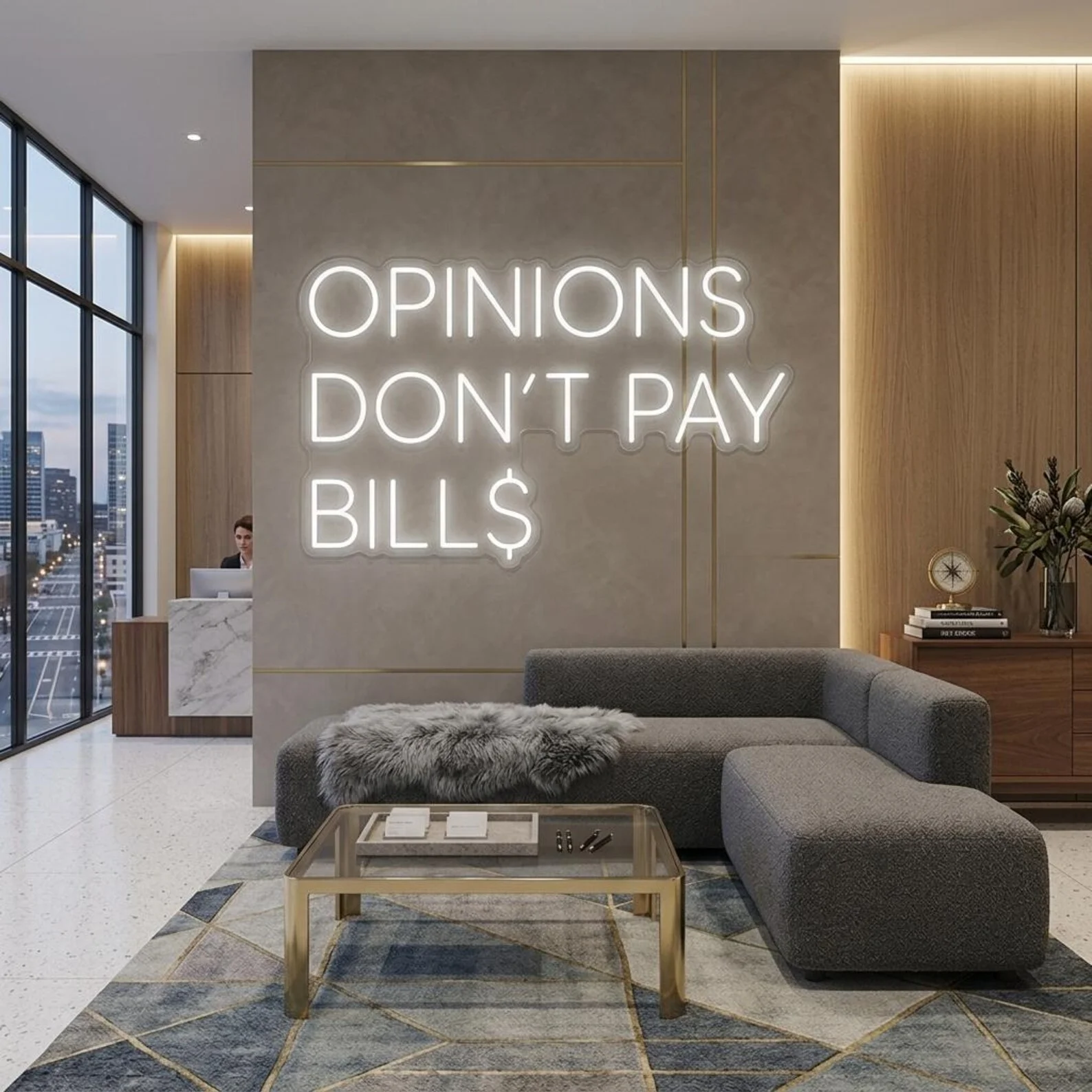 Opinions Don't Pay Bills Neon Sign,Motivational LED Neon Light,Entrepreneur Wall Decor,Office Quote Sign,Success Room Decor