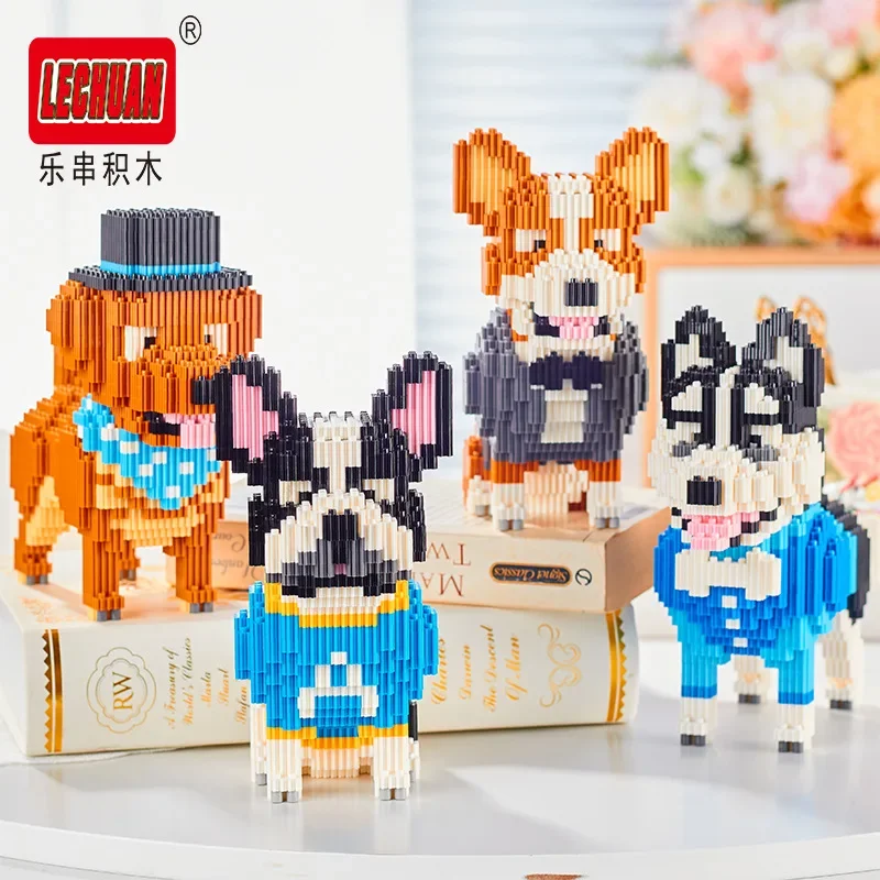 Blocs de construction de connexion Linkgo pour animaux de compagnie, Dressing chats, chiens, bouledogue, Schnauzer, Husky Corgi, briques en diamant, jouets cadeaux