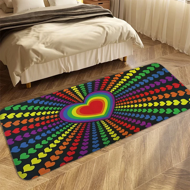 Funny Doormat V-Rainbow Prides Entrance Door Bathroom Mat Carpet for Bed Room Rug Aesthetic Washable Non-slip Kitchen Mats Room