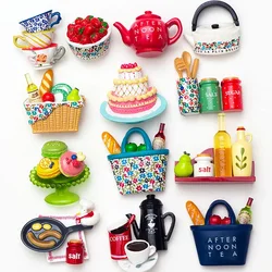 3D Resin Simulation Food Fridge Magnet Afternoon Tea Souvenir Kitchen Tool Decoration Message Post Sticker Home Decor
