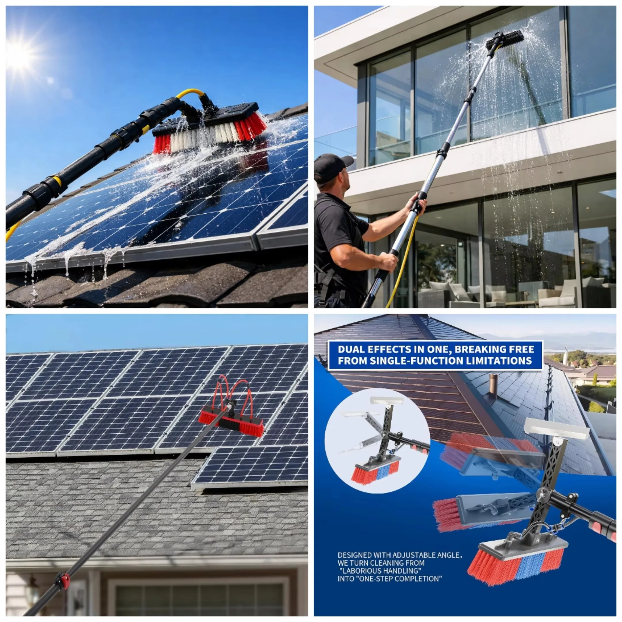 

Lightweight Telescopic Solar Panel Cleaning Brush Aluminum Water Fed Pole Photovoltaic Window Cleaner Eco Friendly