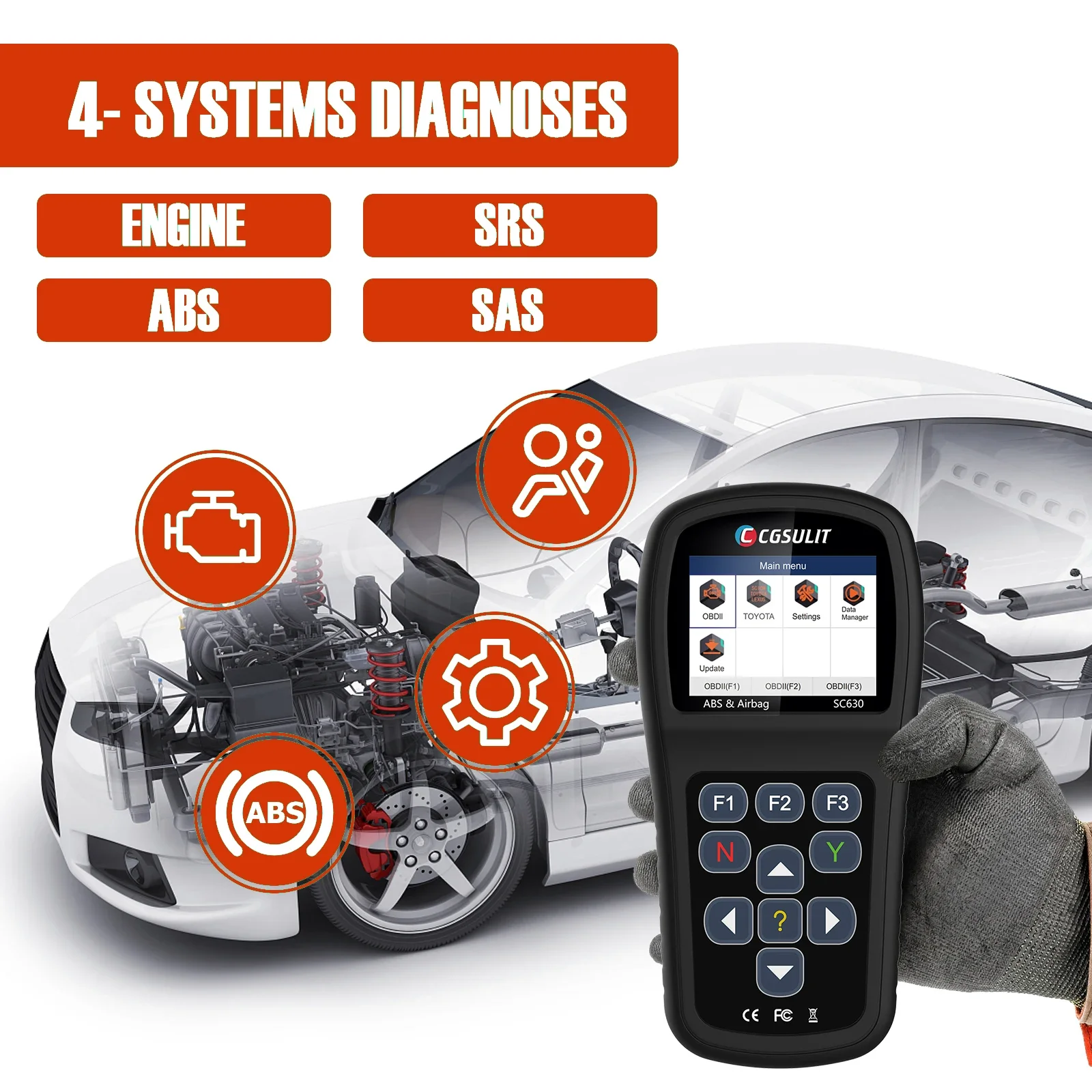 SC630 Support ABS/SRS/ABS Reset Car OBD2 Code Reader Scanner