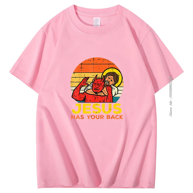 Jesus Has Your Back Jiu Jitsu Vintage Cotton Short-Sleev Tops Male Kawaii Clothing Oversized T Shirt High Quality Mens Clothes