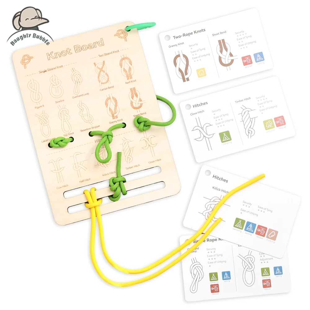 Baby Threading Toy Wooden Lacing Boards Children's Finger Dexterity Training Toys Rope-tying Knot Learning Toy Children's Gift