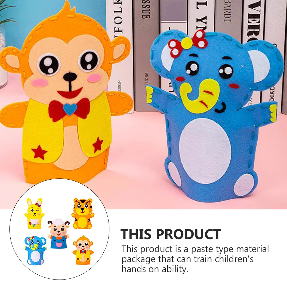 

5Sets Hand Puppet DIY Creative Kit Educational Supplies for Kids Parent Child Role Play Craft Materials DIY Hand Puppets Kit