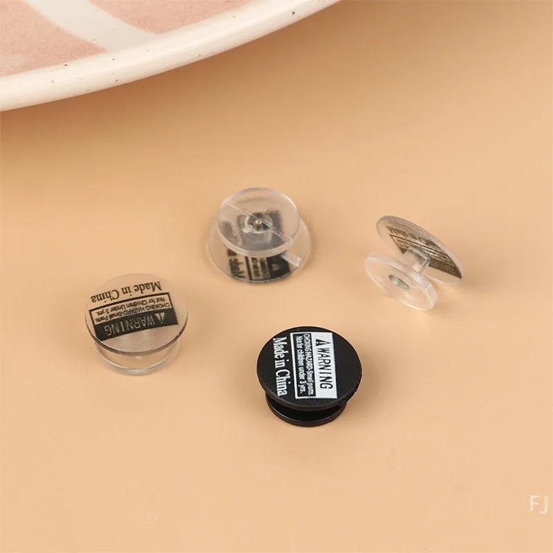 [YU] 100Pcs 플라스틱 단추 DIY 신발 매력에 대 한 검은 투명 장식품 어린이 액세서리 경량 버클