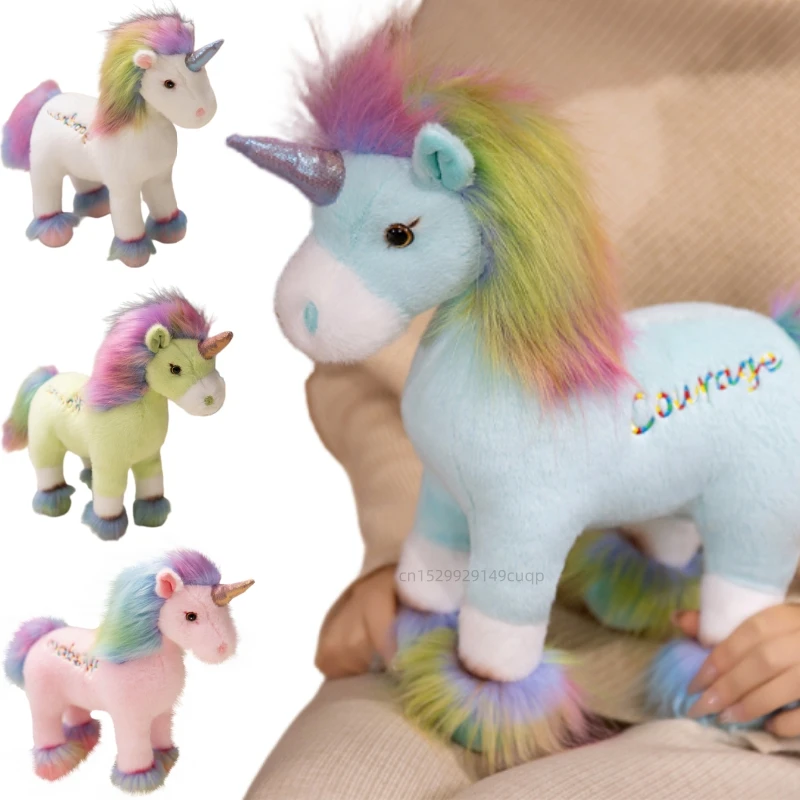 

32cm Cartoon Rainbow Unicorn Plush Doll High Quality Cute Colorful Hair Unicorn Stuffed Animal Home Decoration Gift For Children